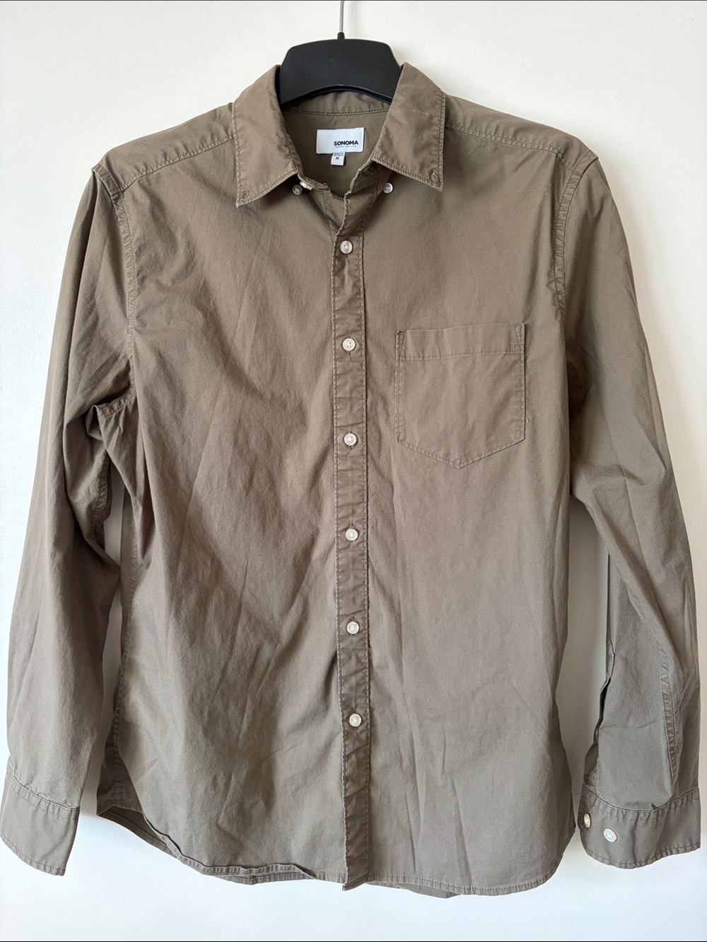 SONOMA Men's Casual Button-Down Shirt in Taupe